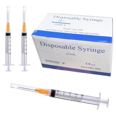 Imagem de Seringa Gesanghua 2,5 mL com calibre 25 de 1 cm Luer Lock, pacote com 