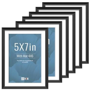 Imagem de VCK Moldura preta de alumínio 12 x 18 cm, pacote com 6 - vidro transparente, exibe fotos 10 x 15 cm com tapete ou 12 x 18 cm sem tapete, mesa ou pendurar na parede, decoração de casa para sala de