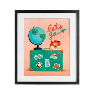 Imagem de Stupell Industries Let's Go Travel Suitcase Impressão emoldurada preta sob o vidro design por Jilly Jack Designs, 53 x 43 cm