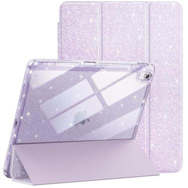 Imagem de JETech Capa Glitter para iPad Air 13 Polegadas M3/M2 (2025/2024) com Porta-Pencil, Case Fina e Fofa para Crianças e Meninas, Concha Traseira Transparente e Brilhante (Roxo)