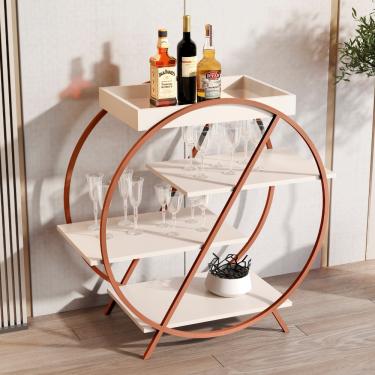 Imagem de Bar Adega com Pés de Ferro JB 4009 JB Móveis - Off White/Bronze