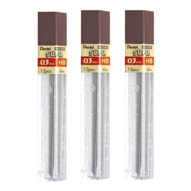 Imagem de 3X Grafite Hi-polymer 0,3mm-hb Pentel