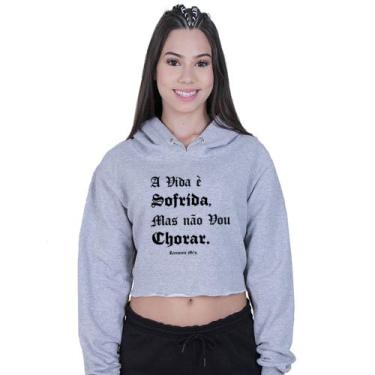 Imagem de Cropped Moletom Feminino Racionais Mcs A vida - Lafre, Cinza, M