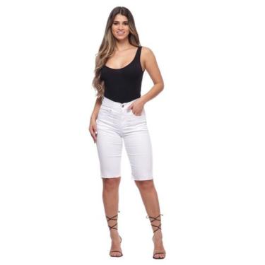 Imagem de Bermuda Feminina Sarja Biker Razon Jeans Branco, 36