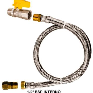 Imagem de KIT GÁS COZINHA PREDIAL RESIDENCIAL VALV RETA MANGUEIRA 2Mt - ALIANÇA 