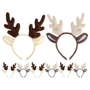 Imagem de FRCOLOR 8 Faixas de Cabeça Com Chifres de Rena: Acessórios Adoráveis ​​para de - Faixas de Cabelo Festivas para Festas de - Design de Tecido Multicolorido