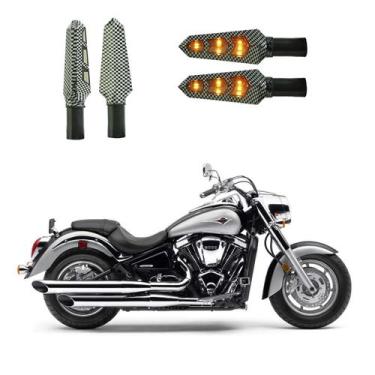 Imagem de KIT 4 Luz Seta Esportiva Pisca Led de Carbono Modelo P03 Moto  VULCAN 