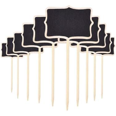 Imagem de KAOAONROY Etiquetas de despensa para decoração de casa - Mini placas de quadro-negro com vara, placas de lousa de mesa de madeira, cartões de lugar para casa e jardim, etiquetas de despensa (12 peças)