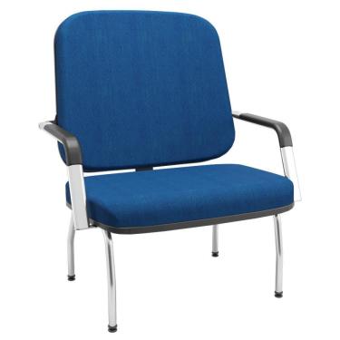 Imagem de Cadeira De Escritório Recepção Com Braço Fixa Cromada Magno P03 Crepe Azul - Lyam Decor