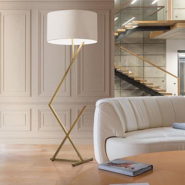 Imagem de Luminária De Chão Bali Moderna Cúpula Cilíndrica Pés De Ferro