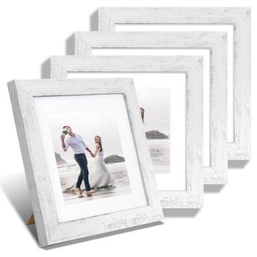 Imagem de Conjunto de 4 porta-retratos iRahmen 8x8 com vidro real e madeira bran