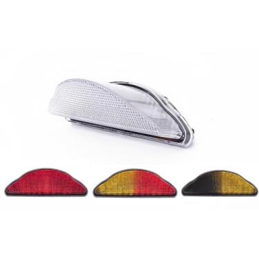 Imagem de Adequado para Yamaha 2005-2010 XV1700 Road Star Midnight Warrior; 2002-2010 XV1700 Road Star Warrior; Luz traseira de freio de LED + indicadores de seta integrados (transparente, flash Style2)