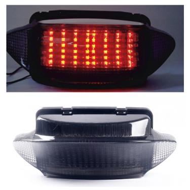 Imagem de Topzone Lighting Lanterna traseira de LED para motocicleta com lentes fumadas, luz traseira de freio com indicadores de luz de seta integrados para Honda 97-98 CBR600F3