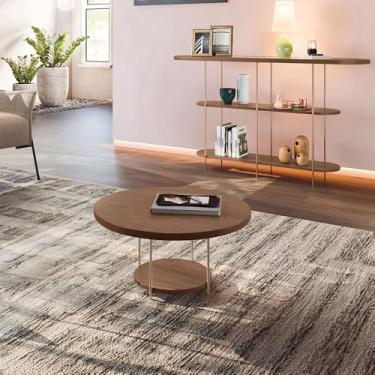 Imagem de Conjunto Decorativo Aparador e Mesa de Centro Walker Pés de Aço Tampo MDF Castanho G26 - Gran Belo