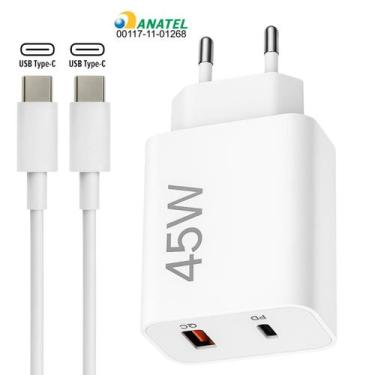 Imagem de Carregador Celular 45w Turbo Power Usb A + Usb-c Com Tipo C com Anatel