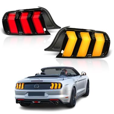 Imagem de Archaic Conjunto de luzes traseiras compatível com Ford Mustang Shelby GT350 GT500 2015-2023, lâmpada traseira de LED com animação de inicialização e seta sequencial (vermelho)