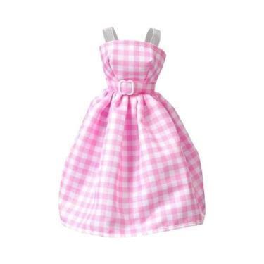 Imagem de Roupas Para Bonecas De 30cm Para Meninas Vestido Xadrez Top Com Lantej