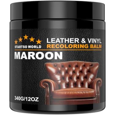Imagem de STARTSO WORLD Bálsamo de recoloração de couro 340 g - Kit de reparo de couro para restaurar móveis, sofás, assentos de carro, roupas, restaurar a cor para arranhar e desbotar, (marrom)