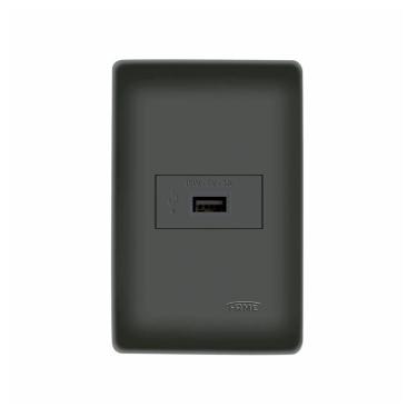 Imagem de Tomada Usb Fame Habitat Black 15w Com Placa 4x2 Preta