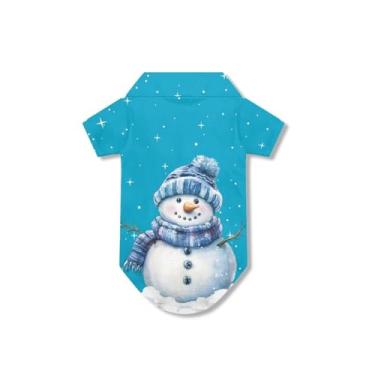 Imagem de Bivxisrvo Camisetas de Natal para cães médios, meninas, meninos, boneco de neve, camiseta de botão respirável, roupas legais, praia, litoral, cachorrinho, camiseta macia para animais de estimação