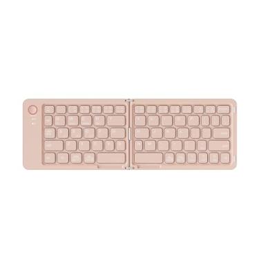 Imagem de BaotyJie Teclado de viagem recarregável, teclado de computador profissional eficiente e dobrável para PC, Rosa