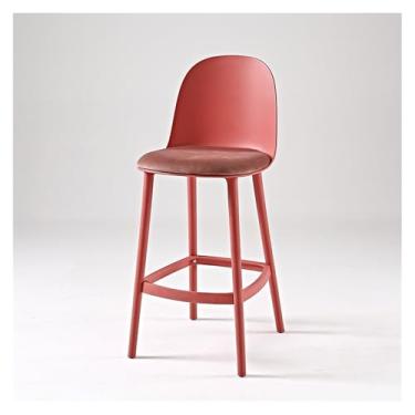 Imagem de Banco de bar de pub Bancos de bar para uso doméstico altos com encosto Cadeira ilha(Red)