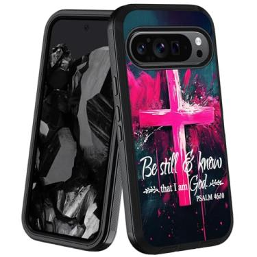 Imagem de JDHJFBFJNP Capa para Google Pixel 10 Pro XL e Google Pixel 9 Pro XL, capa protetora de corpo inteiro, híbrida, à prova de poeira, à prova de choque, resistente, citação da cruz sagrada, versículo