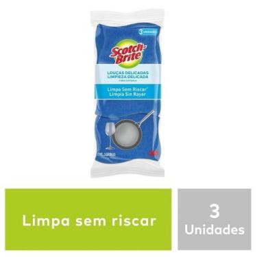 Imagem de Kit com 3 Esponja Louças Delicadas Azul SCOTCH Brite - 3M
