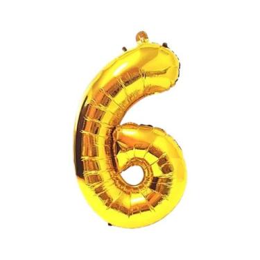 Imagem de Balão Metalizado Dourado Números Decoração Festa 55 cm - Alia, Numero 
