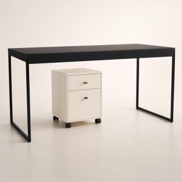 Imagem de Kit Escritório Mesa Pé de Ferro 1,20 Com Gaveteiro Berlin 4 Gavetas - 