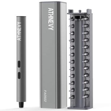 Imagem de Athnevy Mini chave de fenda elétrica de precisão de 3,7 V, chave de fenda sem fio, máx. 0,2 N.m, 24 pontas magnéticas, recarregável por USB-C, luz de LED, para telefone, laptop, câmera, projetos faça