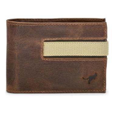 Imagem de Carteira Masculina Porta cartao Slim Couro Legítimo Com Fecho De Elástico(Marrom)