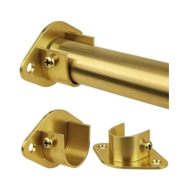 Imagem de Varal de armário, 43,3 a 132 cm, suporte de metal ajustável para pendurar roupas, postes de armário para guarda-roupas, lavanderia, aço durável, dourado (atualizado extra forte)