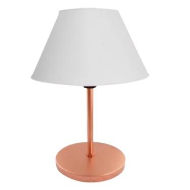 Imagem de Abajur moderno para mesa, abajur em malha metálica moldado por injeção, iluminação LED adequada para escritórios e quartos, decoração de mesa, design elegante. (ROSE GOLD/BRANCO)
