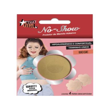 Imagem de Adesivo de Proteção Para os Mamilos That Girl No Show Bege 4 Pares Descartáveis