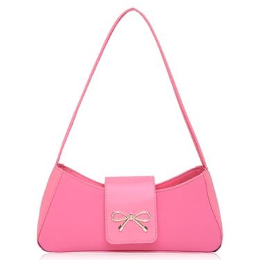 Imagem de JeVenis Bolsas de ombro femininas bolsas de mão bolsa com laço coquete bolsa Y2k bolsa de ombro pequena bolsa de ombro mini clutch Hobo bolsa, rosa