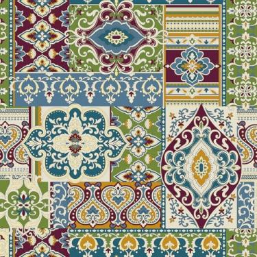 Imagem de VaryFloral Papel de parede floral damasco vitoriano retrô vintage verde azul vermelho papel de parede descascar e colar meados do século étnico marroquino papel de parede boho turco patchwork papel de