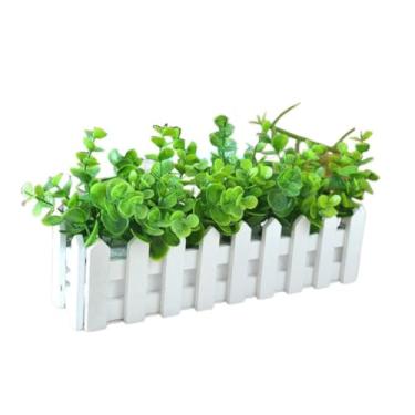 Imagem de Generic Planta de flor artificial, planta falsa, artesanato decorativo, enfeite de mesa em vaso em cerca de estacas para janela, decoração de mesa de fazenda, Eucalipto