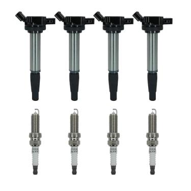 Imagem de OXCANO Pacote de bobina de ignição UF596 e vela de ignição de irídio duplo 4912 compatível com Toyota Corolla, Corolla IM 1.8L L4, Matrix 1.8L L4, Prius 1.8L L4, Prius V, Lexus CT200h, Scion IM XD