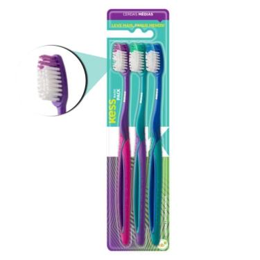 Imagem de Escova Dental Kess Basic Plus Cerdas Médias C/3 Cód.2564