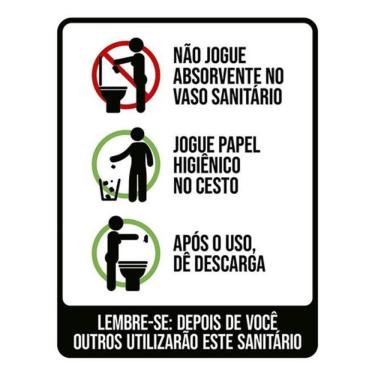 Imagem de Kit 5 Placas Sinalização - Não Jogue Absorvente Banheiro