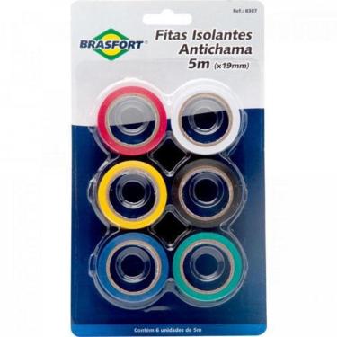 Imagem de Fita Isolante Antichama Colors 5Mt com 6 Rolos Brasfort