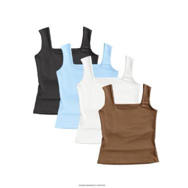 Imagem de Kit 4 Regata Lisa Feminina Elegante Suplex Verão - Blitz Feminina, Pre