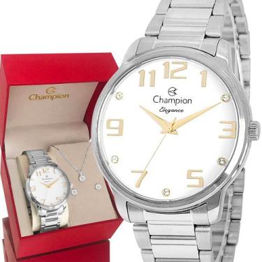 Imagem de Relógio Champion Feminino Prata Elegance Original Analógico