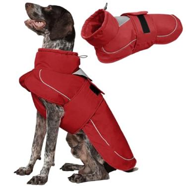 Imagem de Kuoser Jaqueta para cães, casacos para cães grandes, colete impermeável de inverno para cães grandes, casaco refletivo para clima frio, jaqueta acolchoada de gola rolê à prova de vento roupas de neve