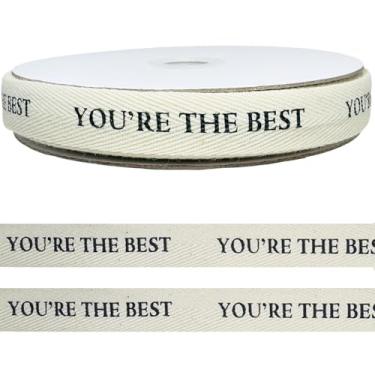 Imagem de Fita de espinha de peixe de algodão de 1,5 cm - 25 metros Você é a melhor fita de embrulho padrão para artesanato, faça você mesmo, costura, embalagem de presente, decorações de casamento e festa, dia