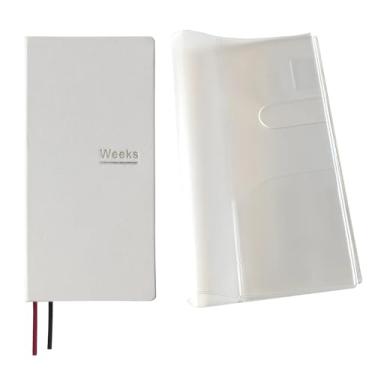 Imagem de Agenda semanal sem data, organizador de bolso, agenda, agenda, bloco de notas A6 (branco com capa)