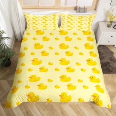Imagem de Castle Fairy Conjunto de capa de edredom infantil tamanho casal, animais de fazenda rústicos, 3 peças para decoração de quarto de meninas, meninos e mulheres, capa de edredom de patos para natação