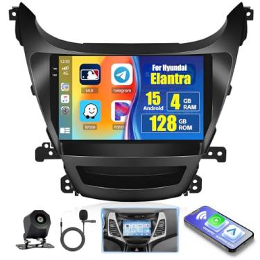 Imagem de [4 + 128 G] Hikity Android 15 estéreo automotivo para Hyundai Elantra 2011-2013 com Carplay sem fio Android Auto, rádio com tela sensível ao toque de 23 cm em células 5G, WiFi, Bluetooth 5.0, link