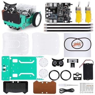 Imagem de Kit de Construção Carro Robô Inteligente Nano V4 com Sensor Ultrassônico para Crianças, ELEGOO, Azul turquesa